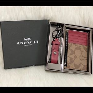 BOXED ZIP CARD CASE AND VALET KEY FOB GIFT SET